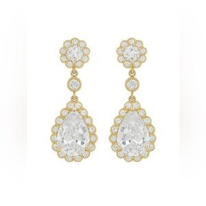 Vintage 18Kt Gold Plated Drop Earrings With Cubic Zirconia